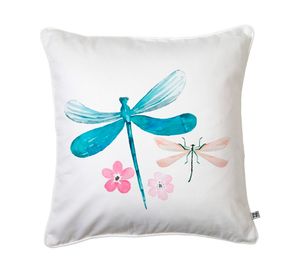Cojín 45x45 cm Libélula blanco