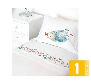 Juego de sábanas 1 plaza 200H Erizo blanco