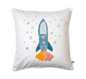 Cojín 45x45 cm Espacial cohete blanco