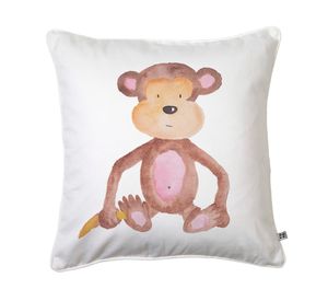 Cojín 45x45 cm Mono acuarela blanco