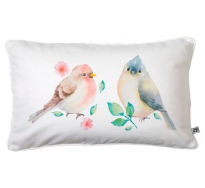 Cojín 50x30 cm Pajaritos blanco