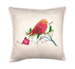 Cojín 45x45 cm Pájaro magenta crudo