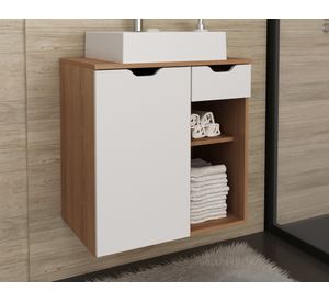 Mueble vanitorio aéreo 61.5 cm BN almendra/blanco