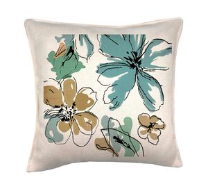 Cojín 45x45 cm Flores en menta crudo