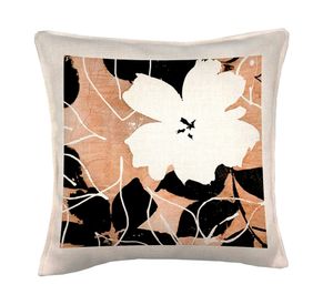 Cojín 45x45 cm Flores arena crudo