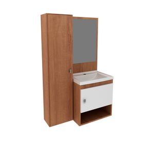 Mueble vanitorio aéreo 73 cm + espejo BN almendra/blanco