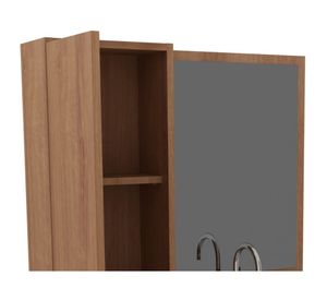Mueble vanitorio aéreo 73 cm + espejo BN almendra/blanco