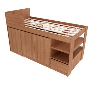 Cama multifuncional 1 plaza + escritorio almendra