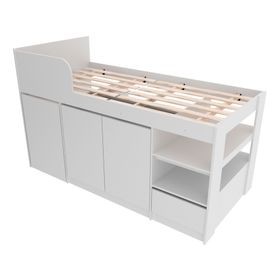 Cama multifuncional 1 plaza + escritorio blanco