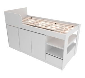 Cama multifuncional 1 plaza + escritorio blanco