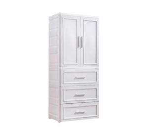 Clóset plástico 2 puertas 3 cajones gris claro 137x58x40 cm