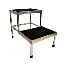 Escabel dos peldaños acero gris