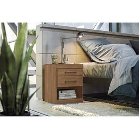 Velador 2 cajones Start café claro