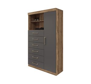 Cómoda 1 puerta 6 cajones Maraba café gris