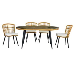 Set terraza 4 personas Londres cojín marfil