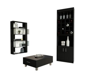 Mesa centro + bar + biblioteca cubo Beijing wengue