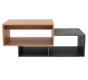 Mesa de centro irregular MC cubo asimétrico 45.7x54x110 cm almendra/gris