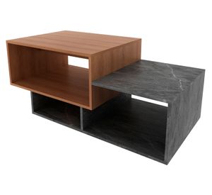 Mesa de centro irregular MC cubo asimétrico 45.7x54x110 cm almendra/gris
