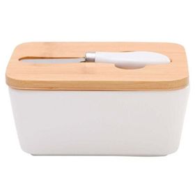 Mantequillera cerámica con tapa bambú