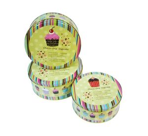 Set cajas metal Cupcakes diseño 3 unidades