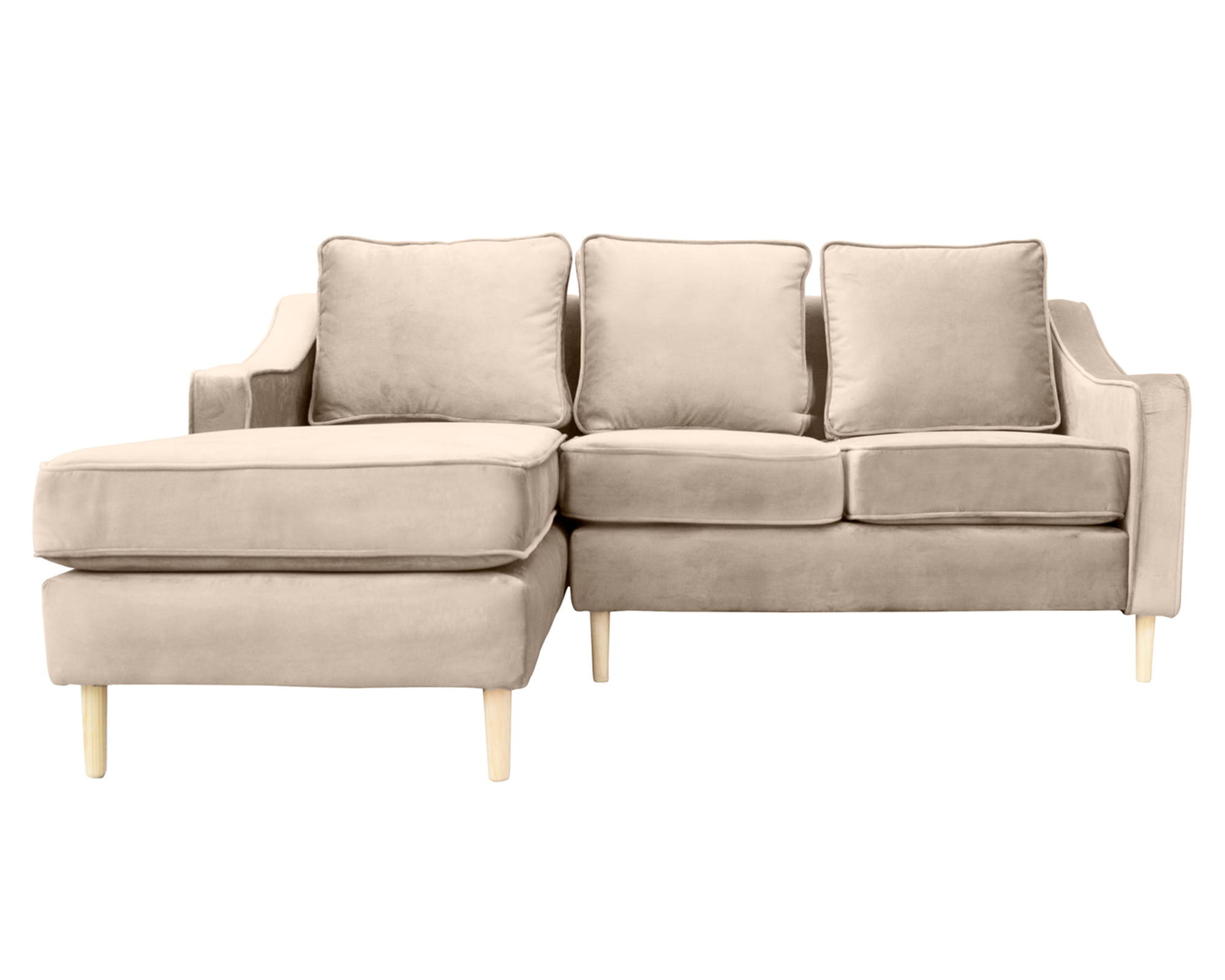 Sofás Home Sofá seccional 3 cuerpos Barcelona felpa beige