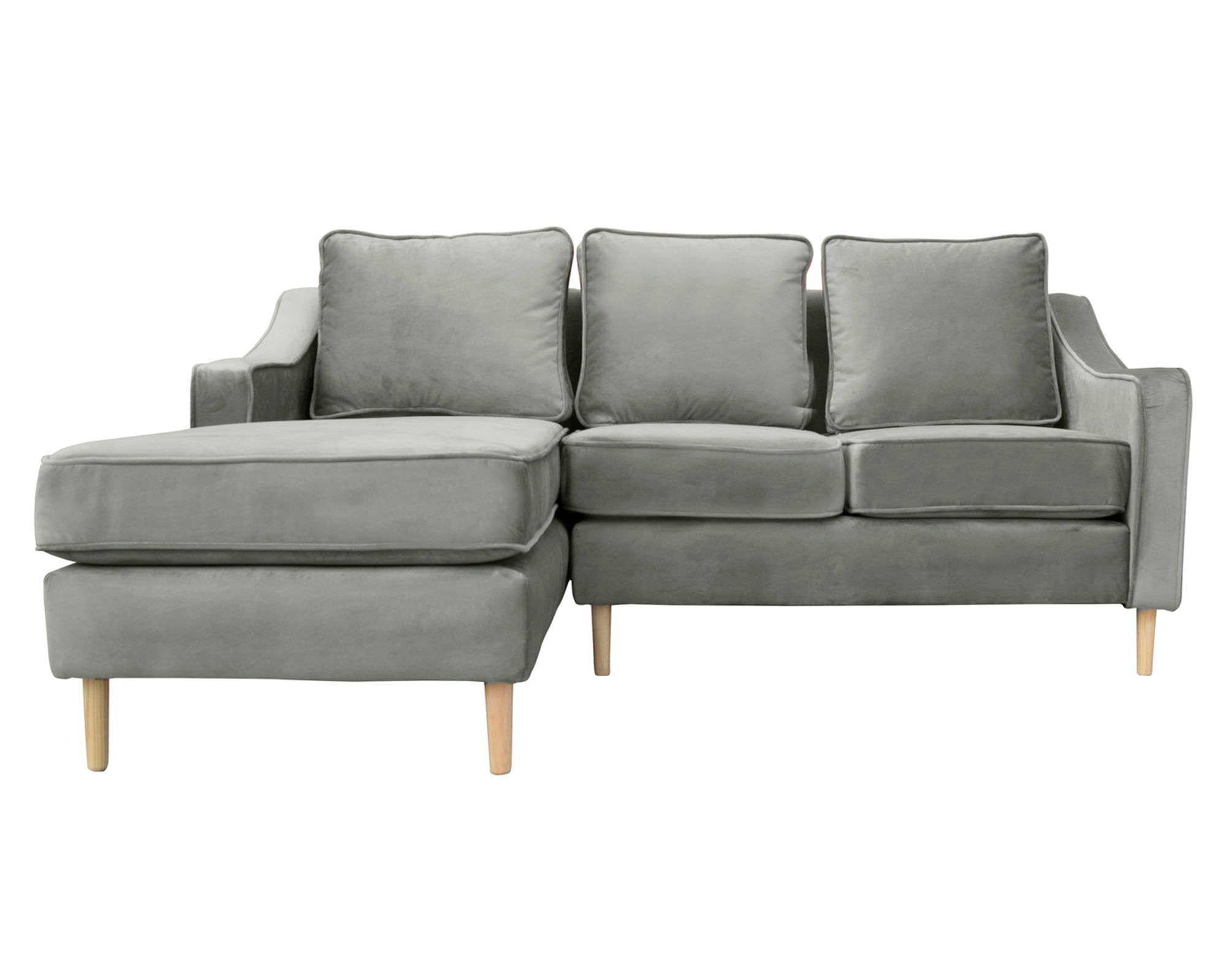 Sofás Home Seccional 3 cuerpos Barcelona felpa gris