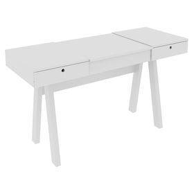 Tocador y escritorio con espejo 2 cajones PE blanco