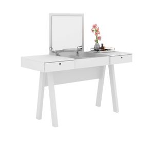 Tocador y escritorio con espejo 2 cajones PE blanco