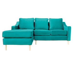 Sofá seccional 3 cuerpos Barcelona felpa turquesa