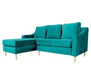 Sofá seccional 3 cuerpos Barcelona felpa turquesa