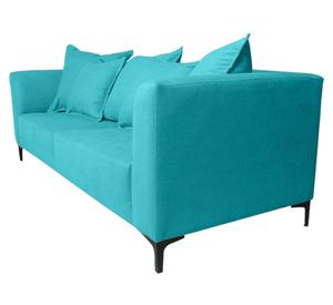 Sofá 3 cuerpos Cordelia chenille turquesa