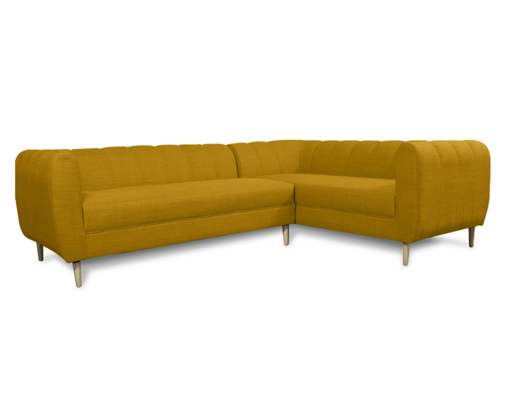 Sofás Home Seccional 3 cuerpos Lynette chenille ambarino