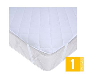 Cubre Colchón 1 plaza Elasticado blanco
