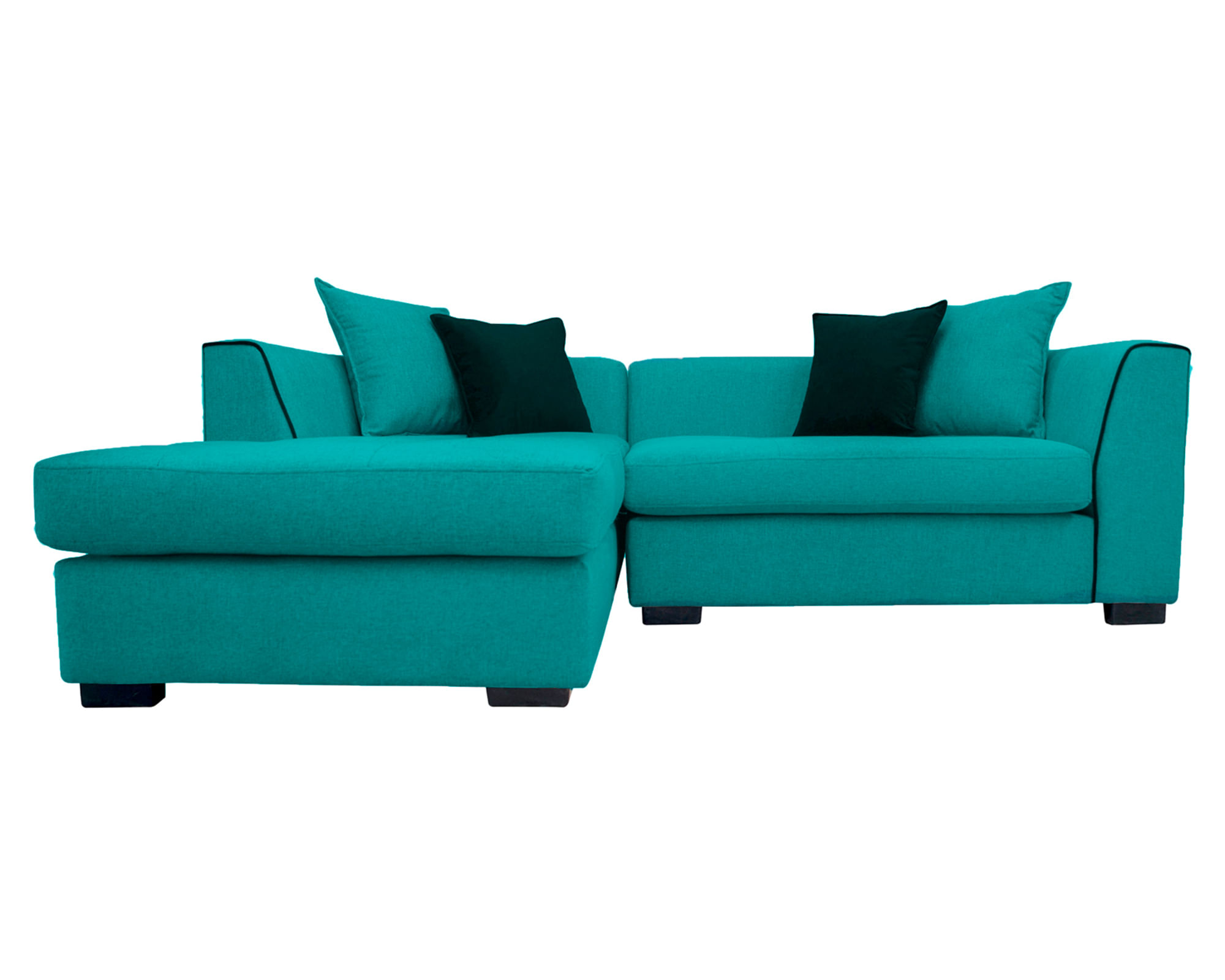 Sofás Home Seccional 3 cuerpos Valencia chenille turquesa
