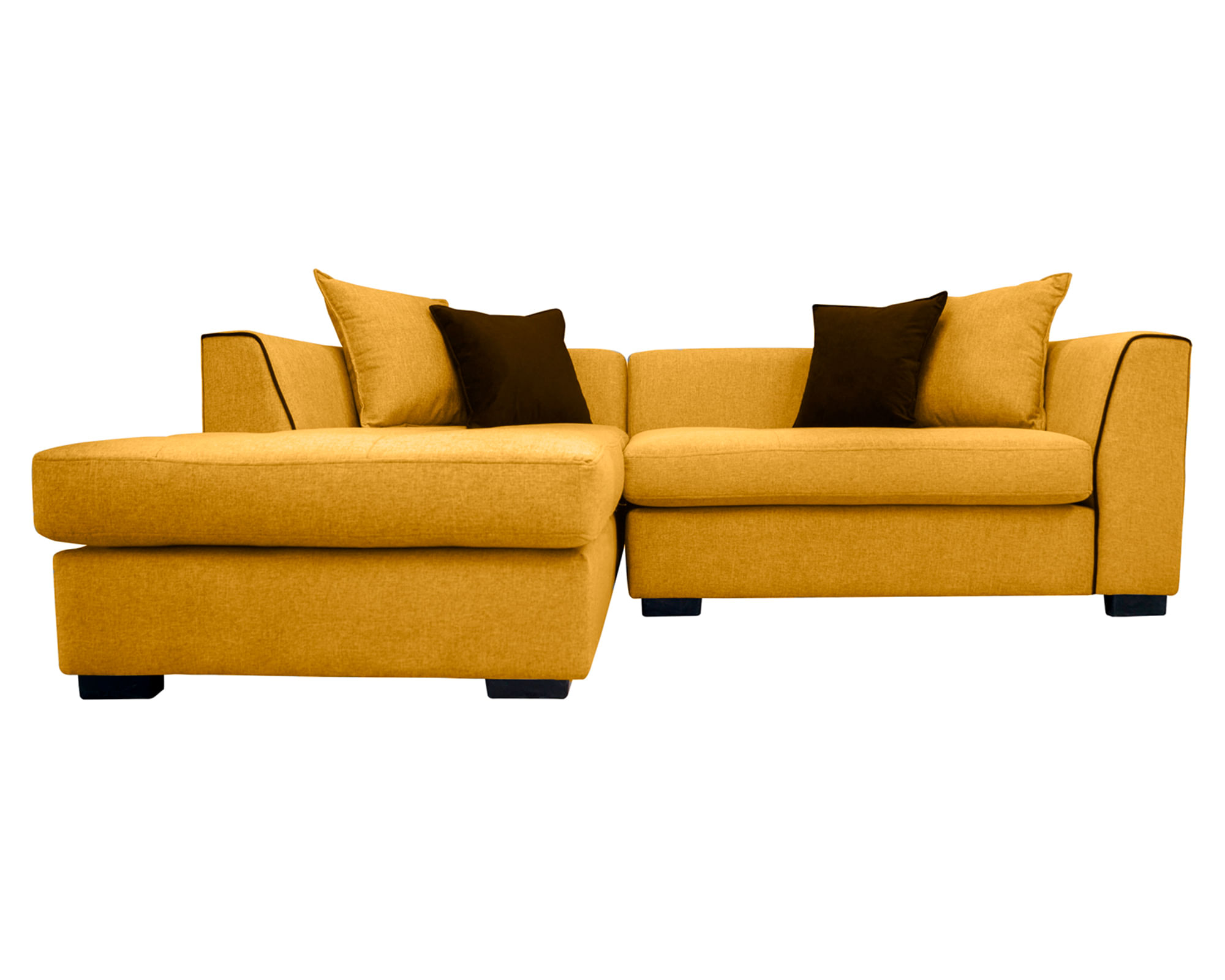 Sofás Home Seccional 3 cuerpos Valencia chenille ambarino