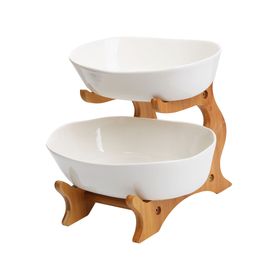 Frutera céramica 2 niveles 3 piezas