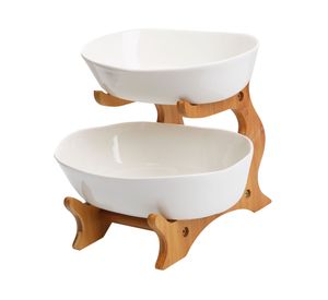 Frutera céramica 2 niveles 3 piezas