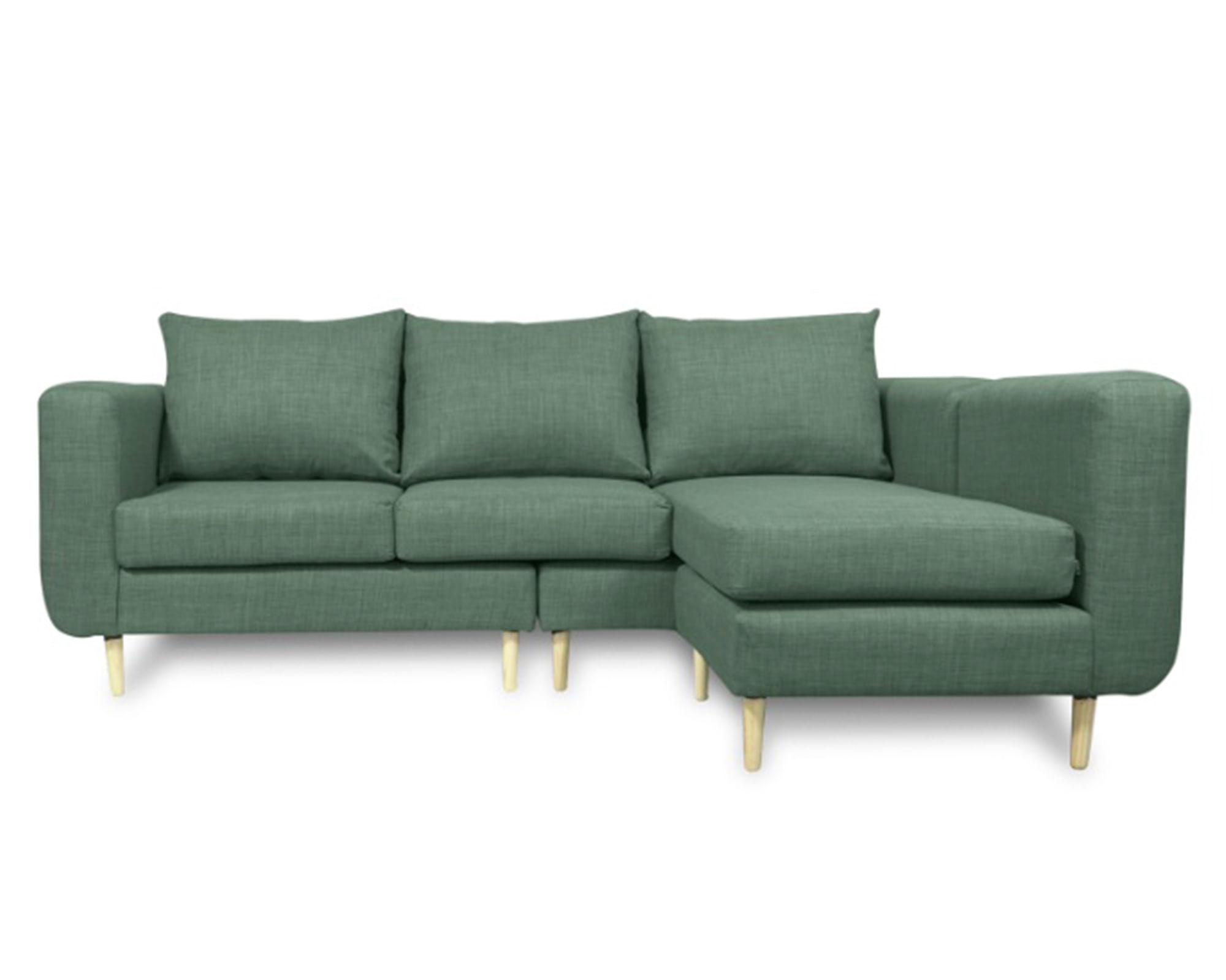 Sofás Home Seccional 3 cuerpos Bollen chenille verde