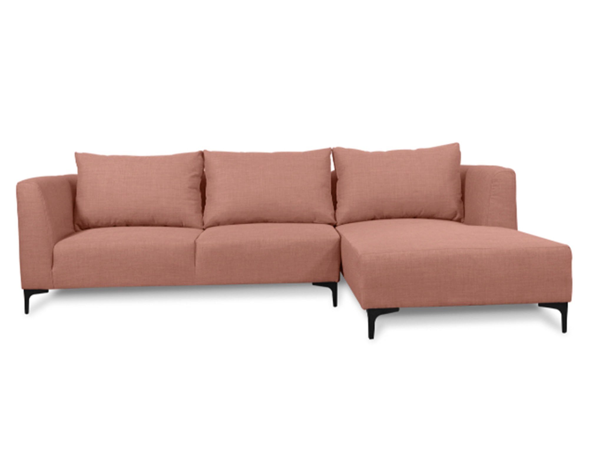 Sofás Home Seccional 3 cuerpos Suria chenille palo rosa