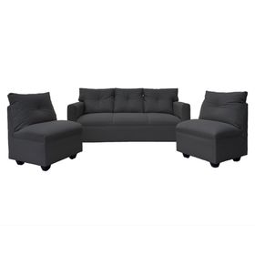 Juego de living 5 cuerpos Mateo chenille PP grafito