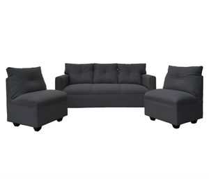 Juego de living 5 cuerpos Mateo chenille PP grafito