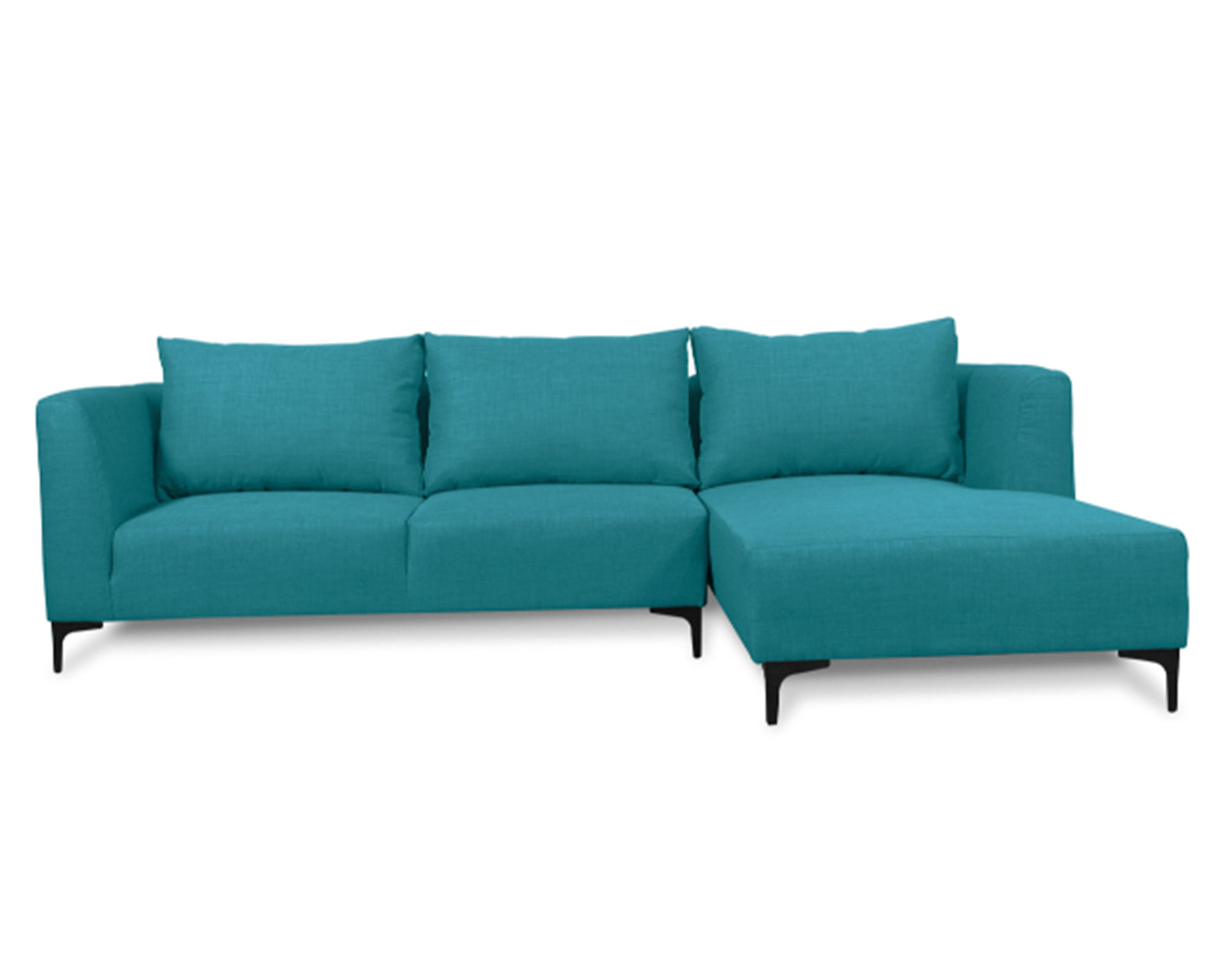 Sofás Home Seccional 3 cuerpos Suria chenille turquesa