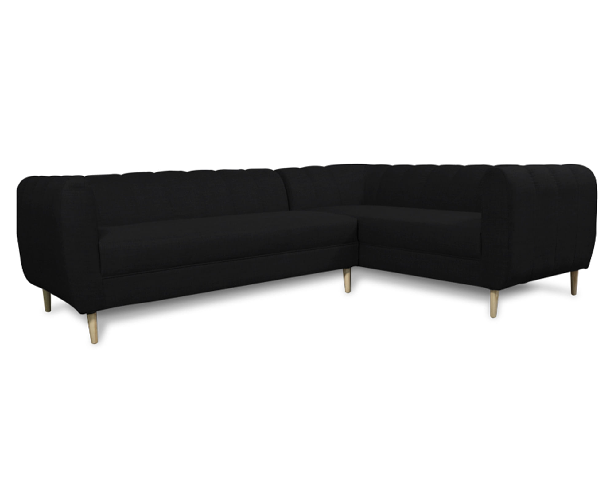 Sofás Home Seccional 3 cuerpos Lynette chenille negro
