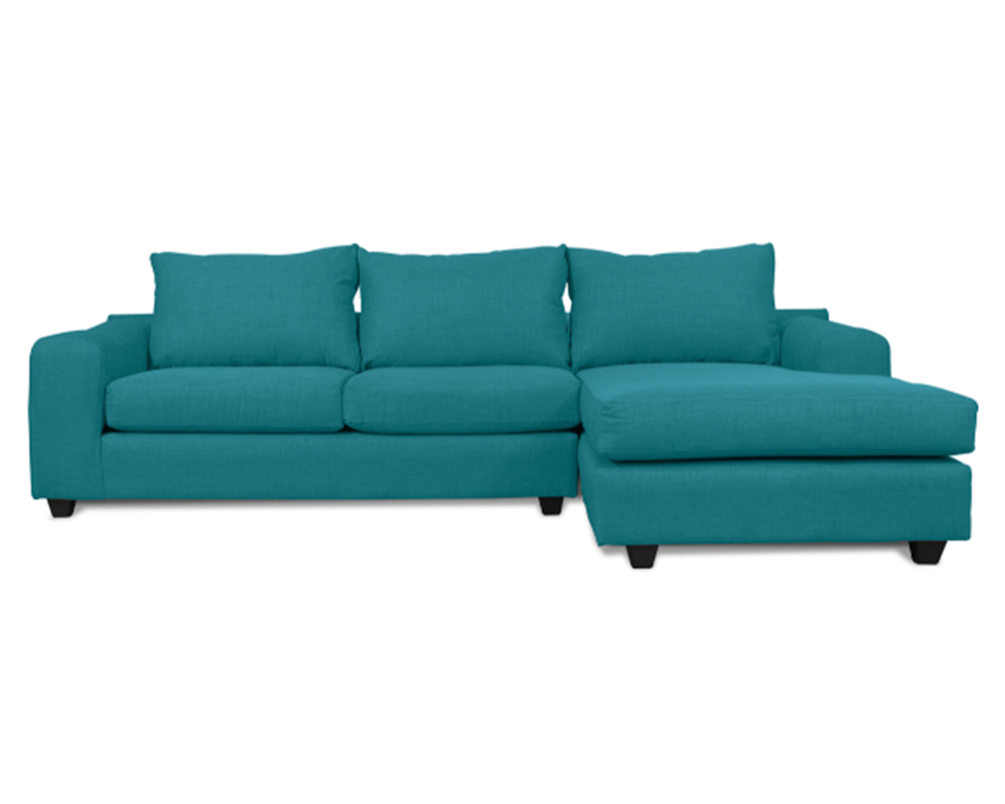 Sofás Home Seccional 3 cuerpos Kandra chenille turquesa