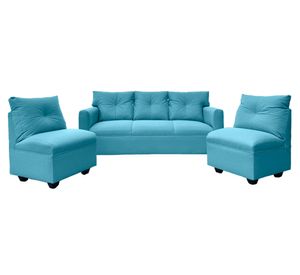 Juego de living 5 cuerpos Mateo chenille PP turquesa