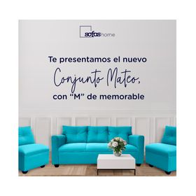 Juego de living 5 cuerpos Mateo chenille PP turquesa