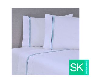 Juego sábanas súper king 144 hilos Line azul