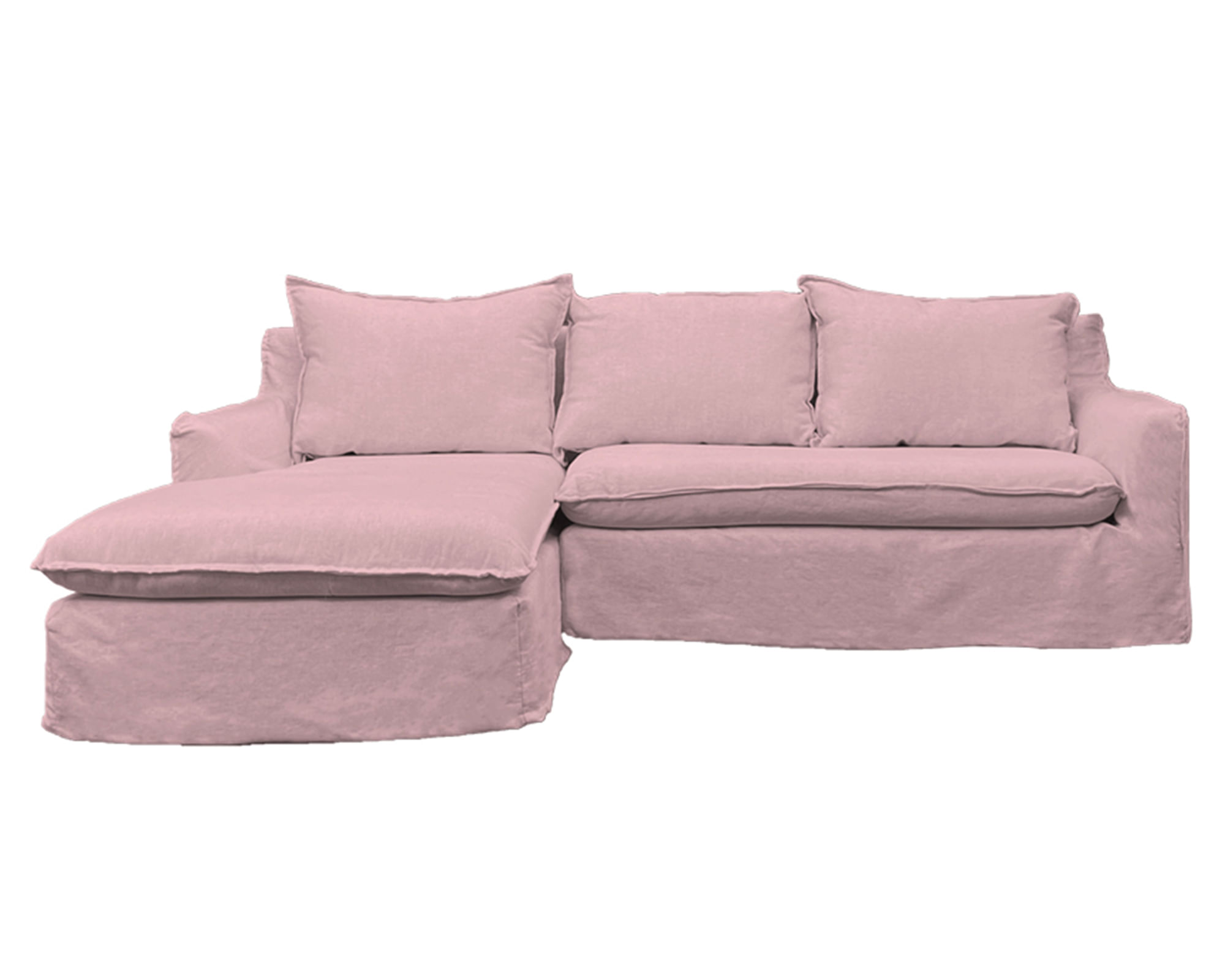 Sofás Home Seccional 3 cuerpos Queule lino palo rosa