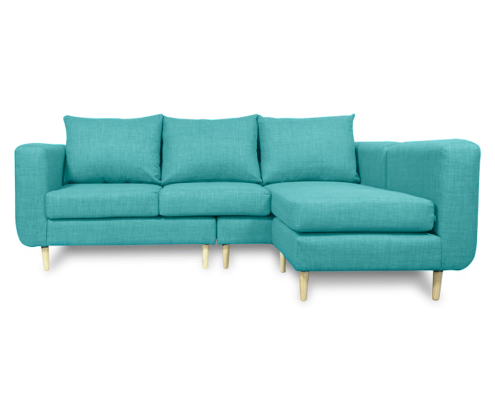 Sofás Home Seccional 3 cuerpos Bollen chenille turquesa