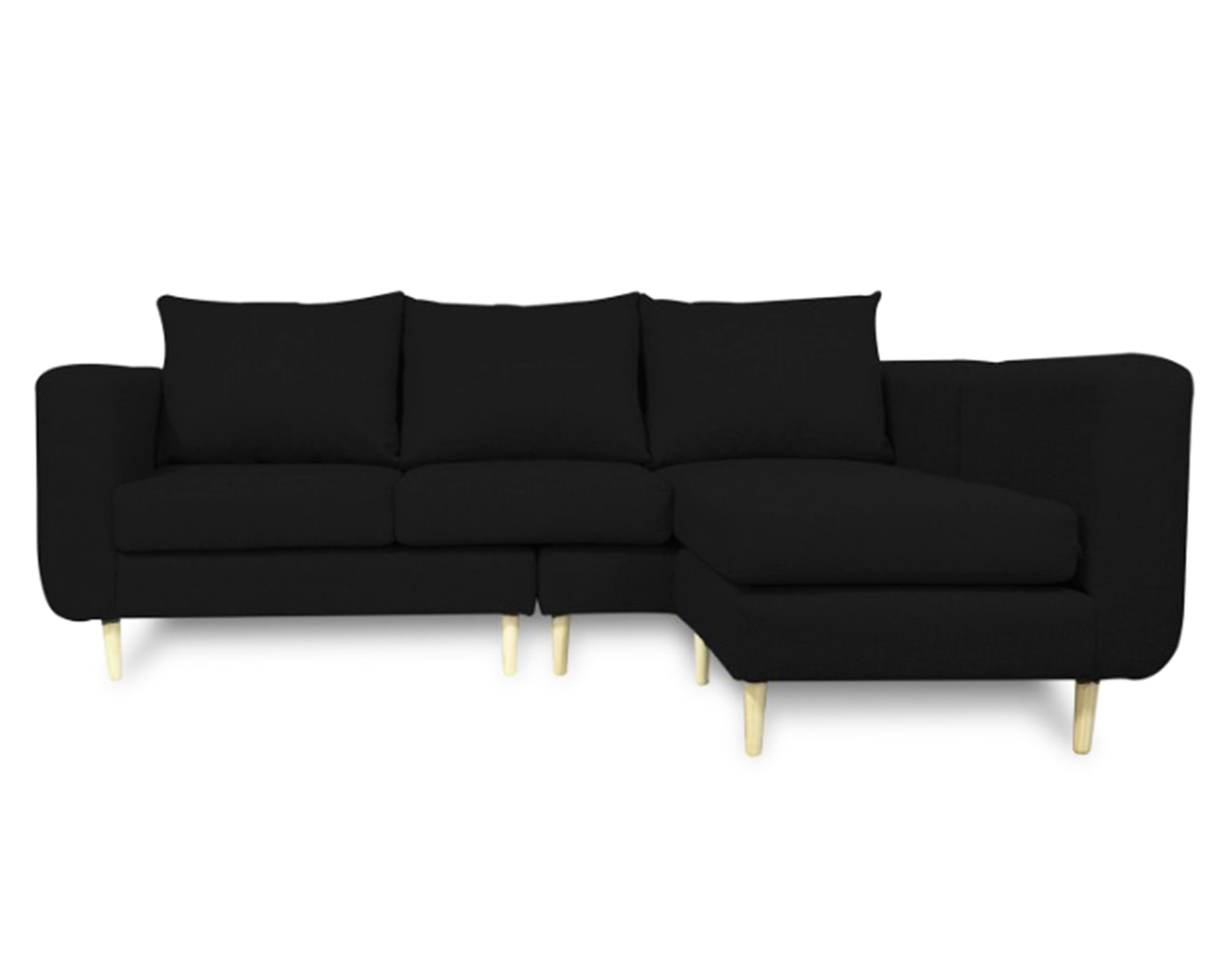 Sofás Home Seccional 3 cuerpos Bollen chenille negro